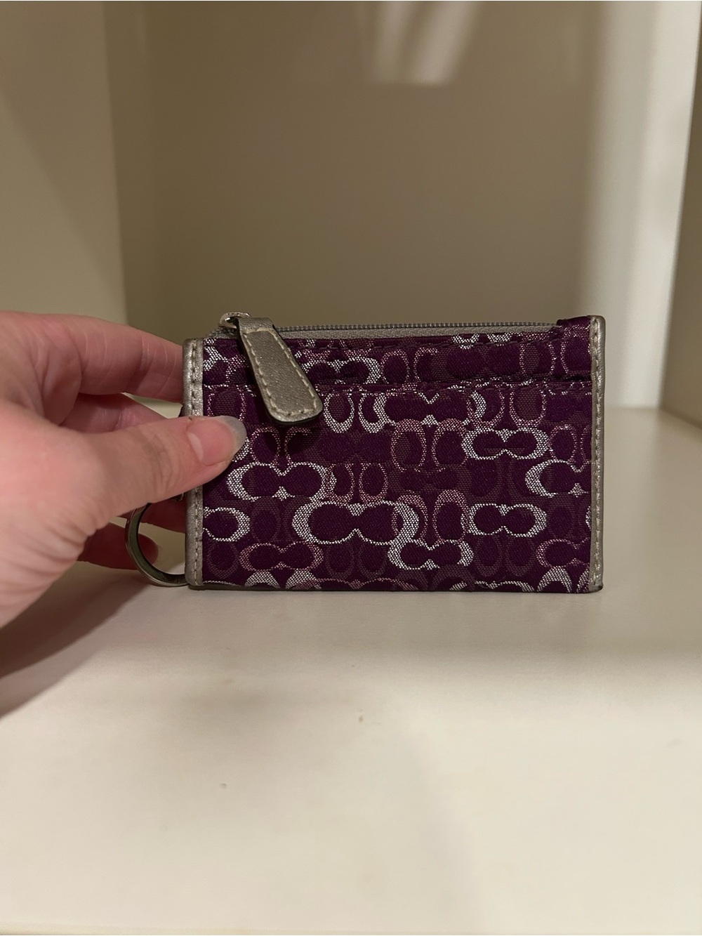 Vintage Coach Signature Purple Key Card Holder Wallet Y2K